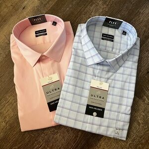 Van Heusen Big and Tall Ultra Flex Wrinkle Free Shirts Set of 2-Size 19 (35/36)